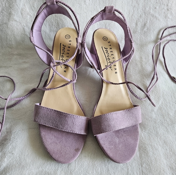 Women's Kitten Heel Lace Up Open Toe Sandals Sz 10 - Picture 4 of 7